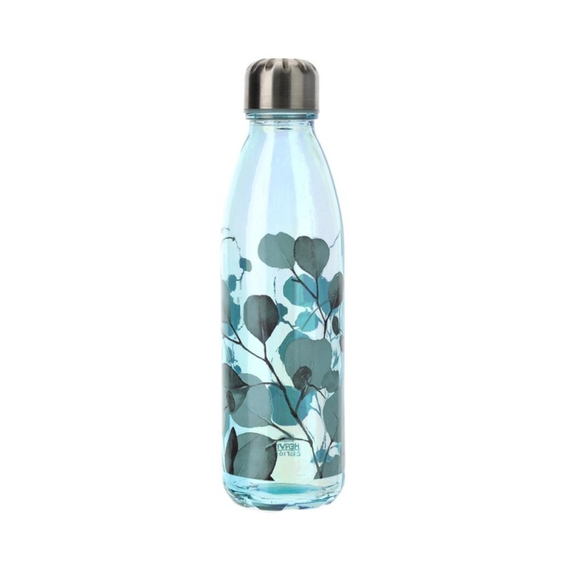Bottiglia Termica in Vetro Cangiante Blu "Botanic" con Tappo a Vite in Acciaio (650 ml) – Hervit Creations