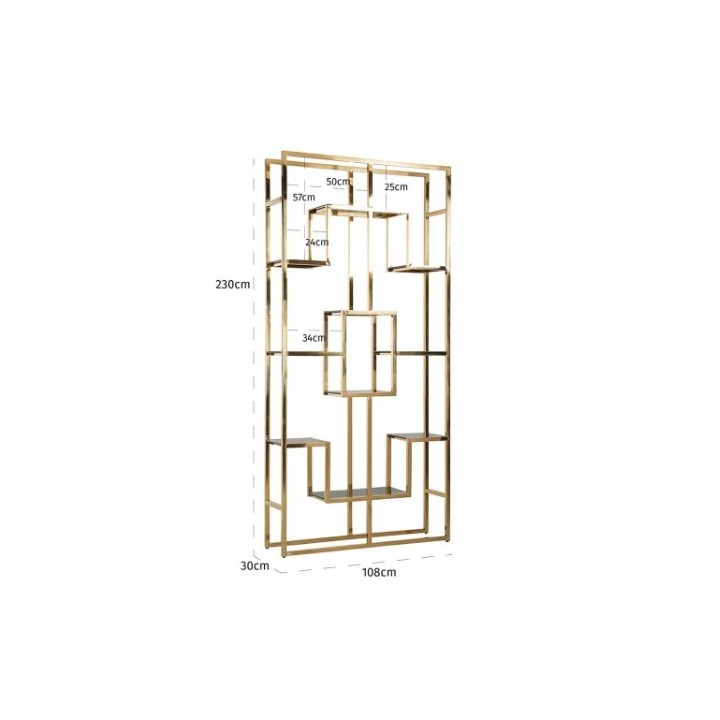 Richmond Scaffale Magnus oro e vetro nero 108 × 30 cm