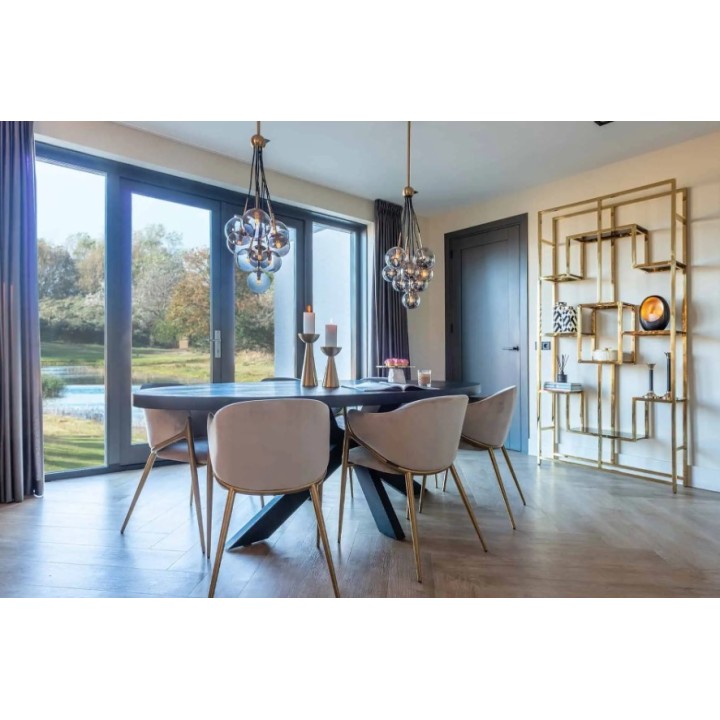 Richmond Scaffale Magnus oro e vetro nero 108 × 30 cm
