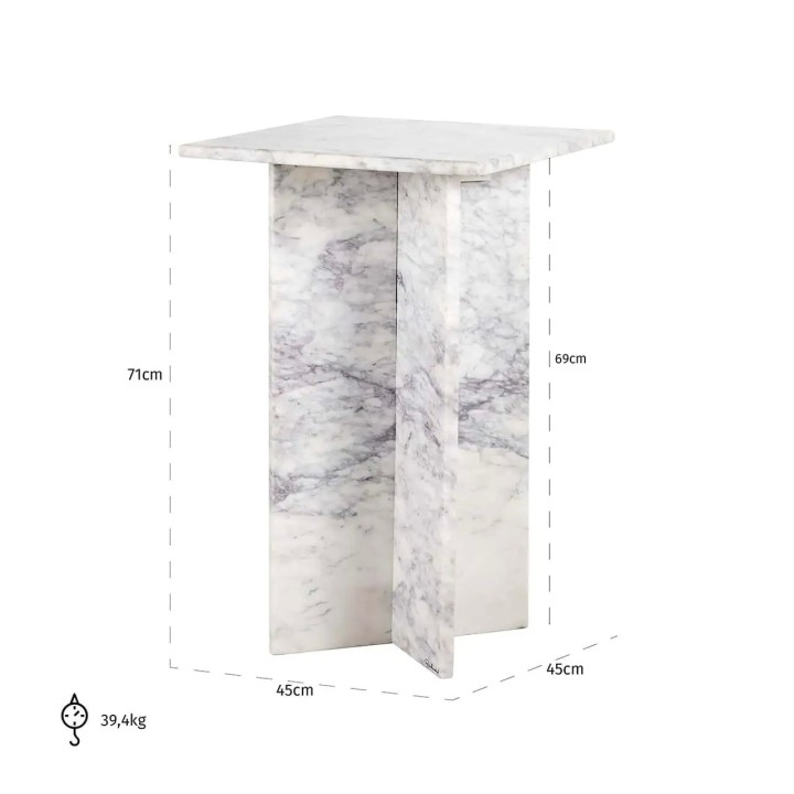 Richmond Tavolino Holmes quadrato in marmo 45 × 45 cm