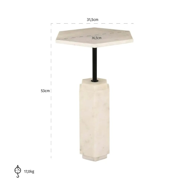 Richmond Tavolino Lilitha in marmo beige Ø 36 cm