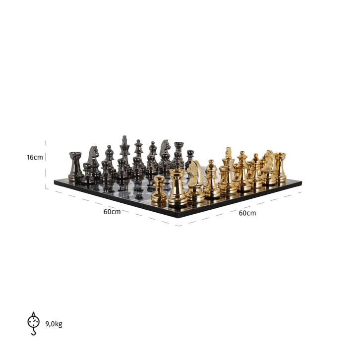Richmond Scacchiera Saray nera e oro 60 × 60 cm