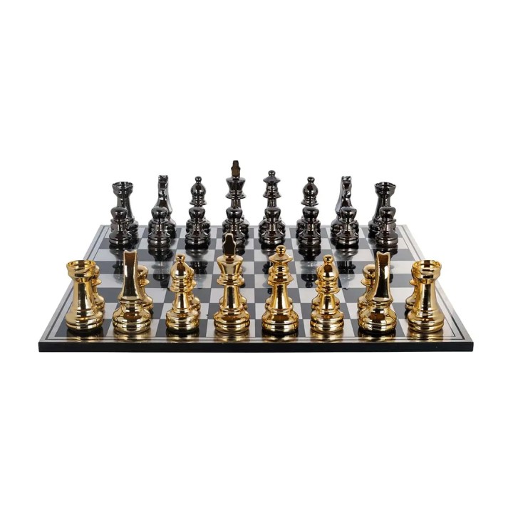 Richmond Scacchiera Saray nera e oro 60 × 60 cm
