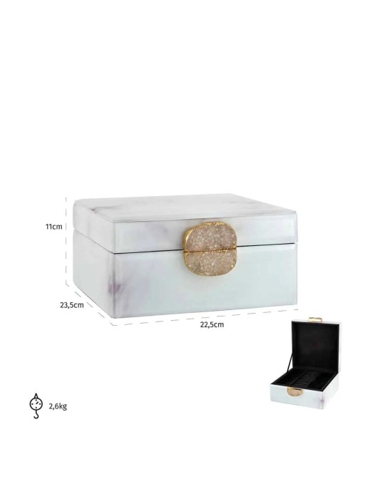 JEWELLERY BOX BAYOU WHITE MARBLE LOOK