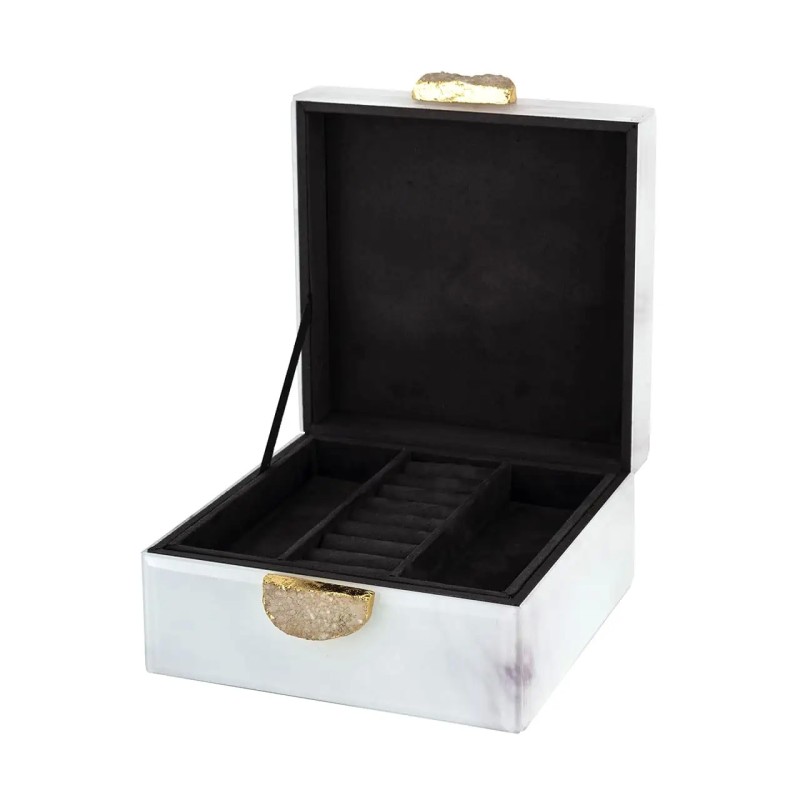 JEWELLERY BOX BAYOU WHITE MARBLE LOOK