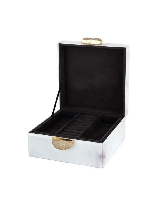 JEWELLERY BOX BAYOU WHITE MARBLE LOOK