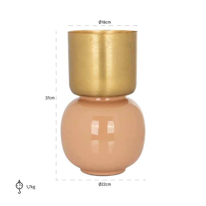 Richmond Vaso Calla metallo rosa e oro 37 cm