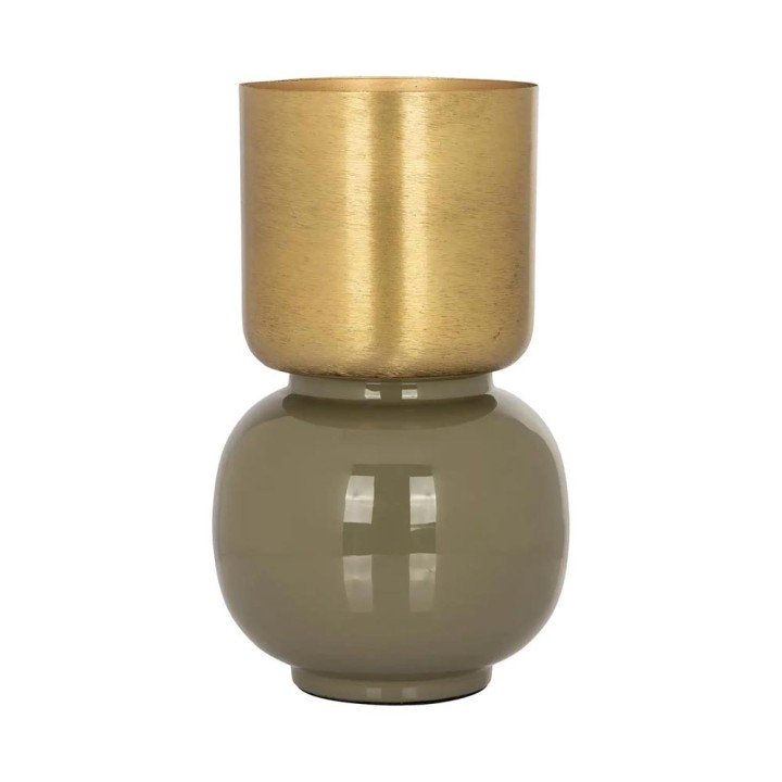 Richmond Vaso Clover metallo verde e oro 31 cm