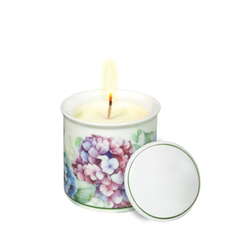 Candela Profumata Flora Brandani con Coperchio in New Bone China e Cera di Soia