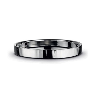 VASSOIO TONDO RIGATO 32CM C/GIFT BOX SILVER
