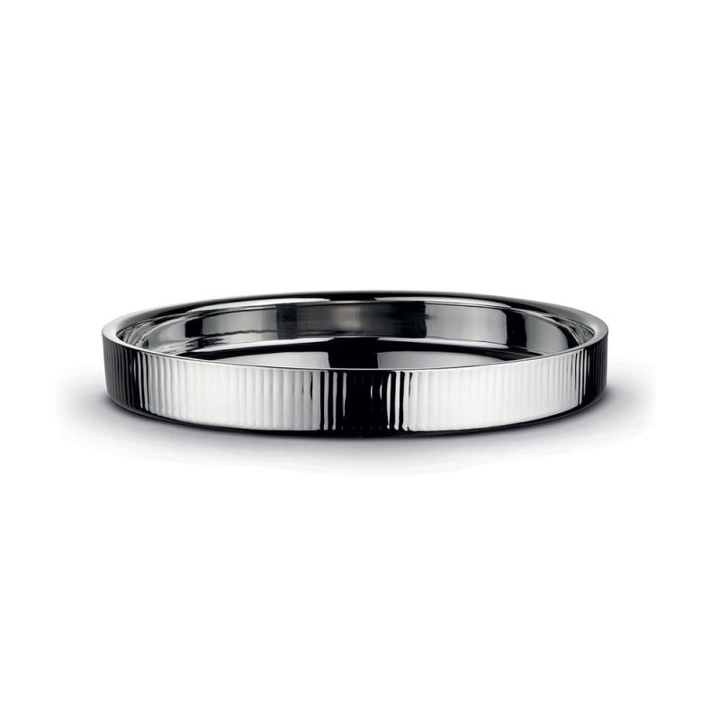 VASSOIO TONDO RIGATO 32CM C/GIFT BOX SILVER