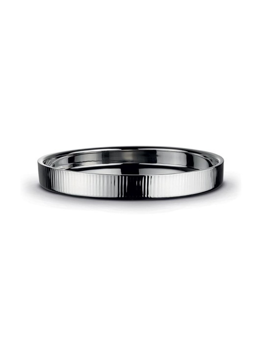 VASSOIO TONDO RIGATO 32CM C/GIFT BOX SILVER