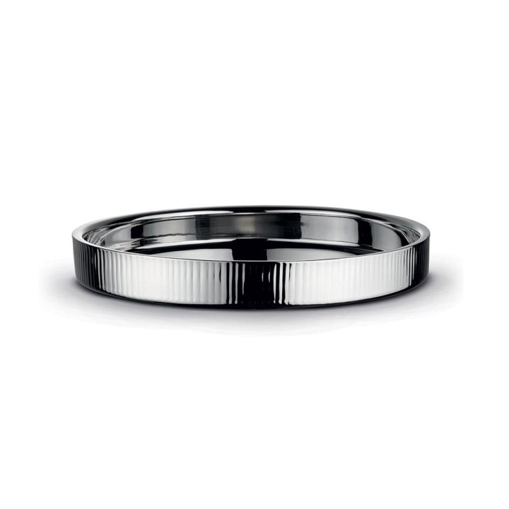 Pozzi Milano Vassoio tondo rigato silver Ø 32 cm