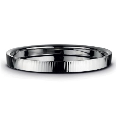 VASSOIO TONDO RIGATO 37CM C/GIFT BOX SILVER