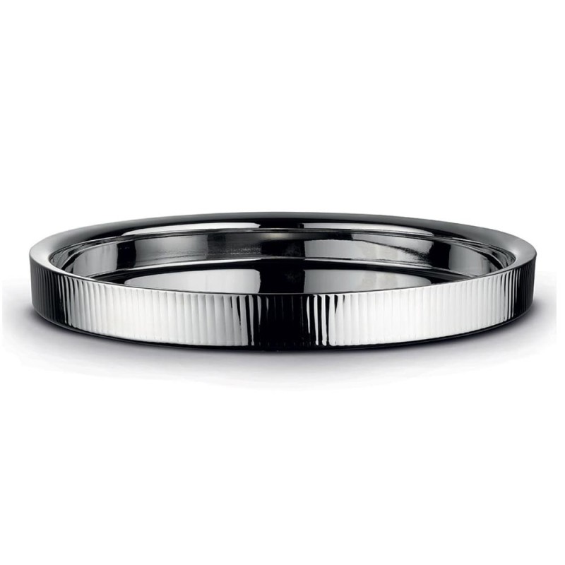 VASSOIO TONDO RIGATO 37CM C/GIFT BOX SILVER