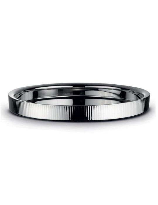VASSOIO TONDO RIGATO 37CM C/GIFT BOX SILVER