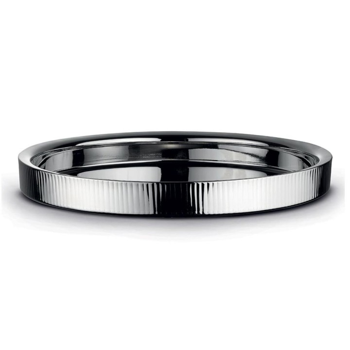 Pozzi Milano Vassoio tondo rigato silver Ø 37 cm
