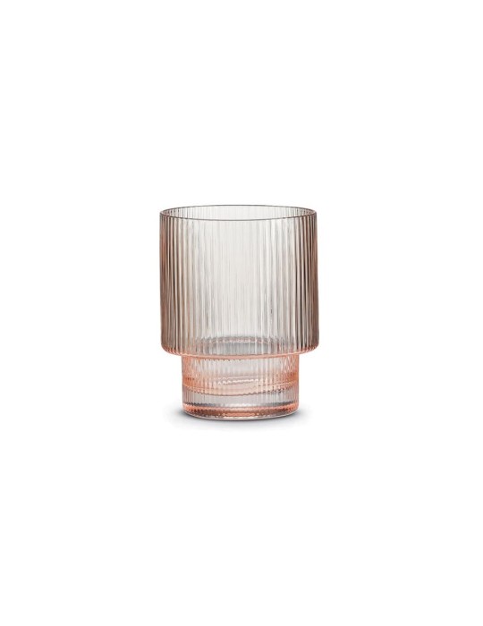 SET 2 BICCHIERI ACQUA VETRO  PLISSE ROSA COLORTBOX