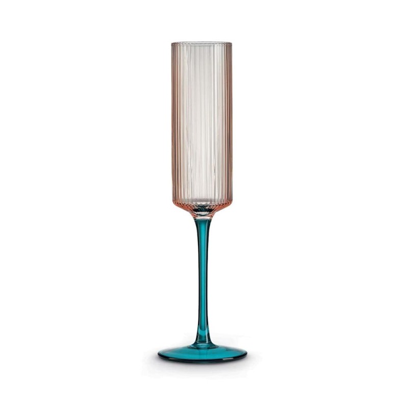 SET 2 BICC. CHAMPAGNE VETRO PLISSE ROSA/VER BOXBIC