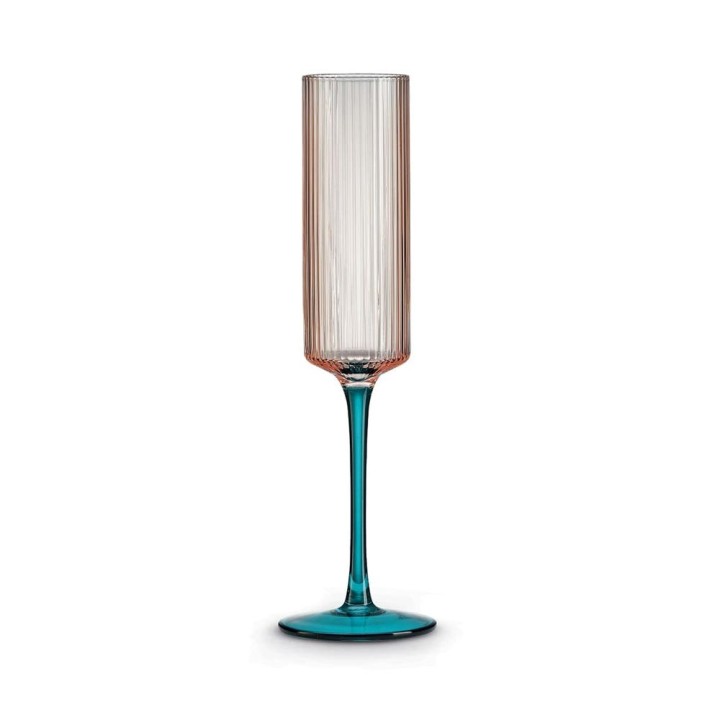 Pozzi Milano 2 bicchieri da champagne rosa e verde da 200 ml