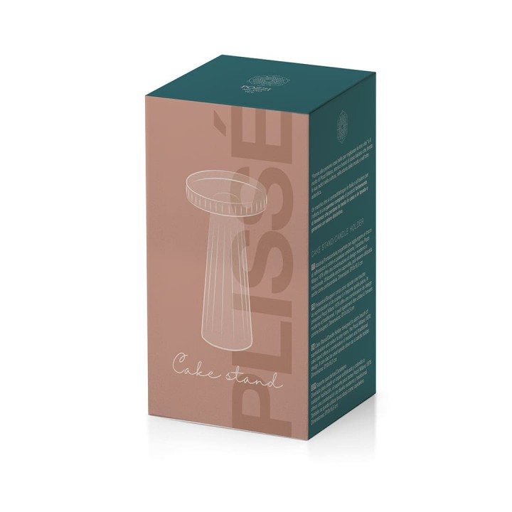 Pozzi Milano Portacandele alzatina rosa e verde alto 16,5 cm