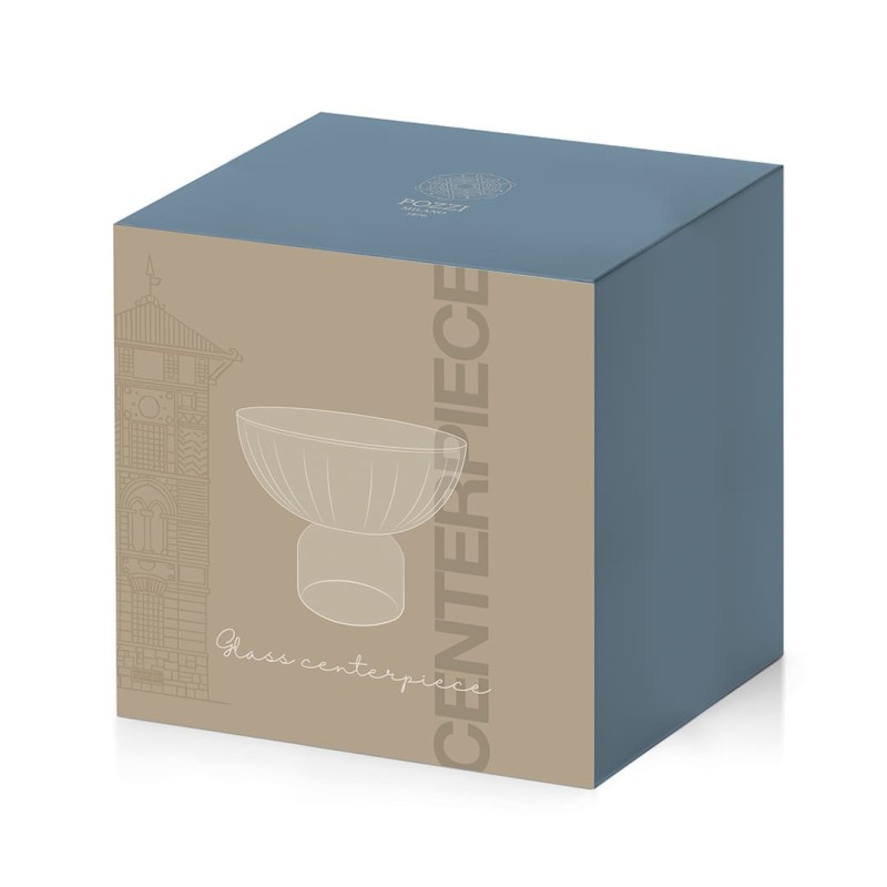 Centrotavola in Vetro Ø22 cm Caffè e Blu –...