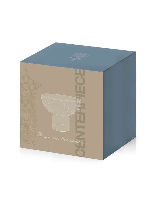 CENTROTAVOLA IN VETRO 22CM GIFTBOX BIC.CAFFE' BLU