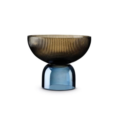 Centrotavola in Vetro Ø22 cm Caffè e Blu – Pozzi Milano