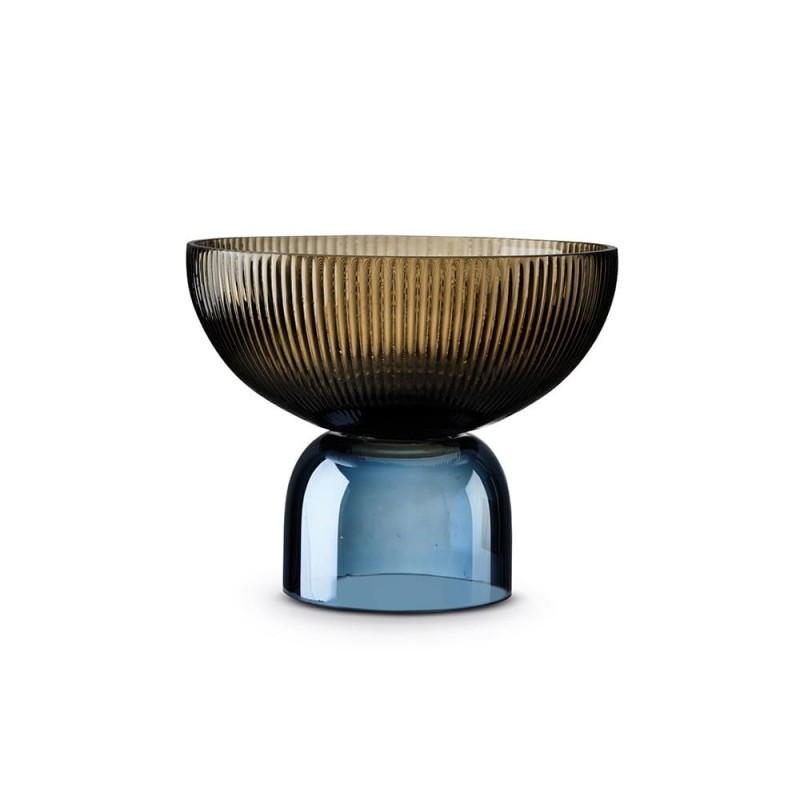 Centrotavola in Vetro Ø22 cm Caffè e Blu – Pozzi Milano