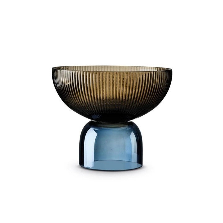 Pozzi Milano Centrotavola in vetro caffè e blu Ø 22 cm