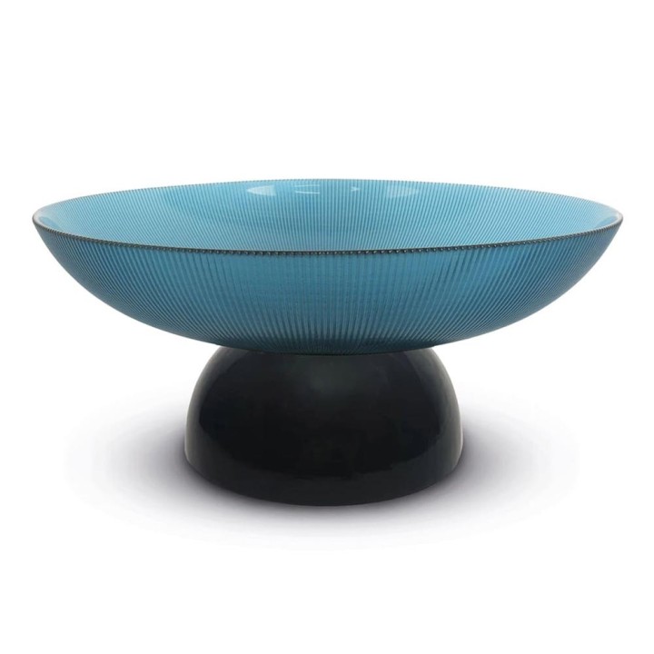 Pozzi Milano Centrotavola in vetro blu e nero Ø 35 cm