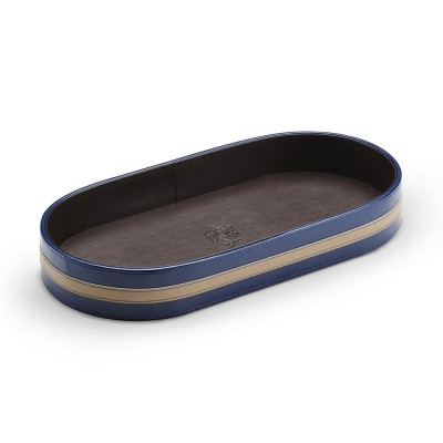 VASSOIO OVALE IN PU LEATHER MARRONE