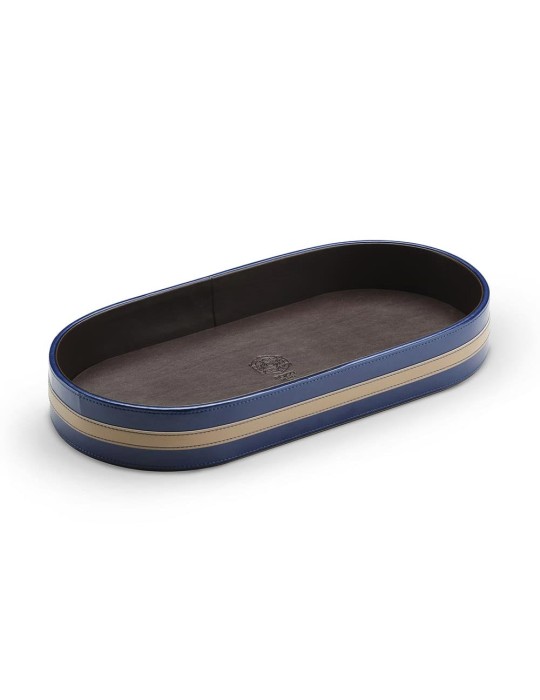VASSOIO OVALE IN PU LEATHER MARRONE