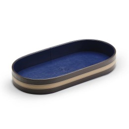 Pozzi Milano Vassoio ovale in similpelle blu 37,5 × 18,5 cm