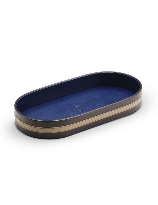 VASSOIO OVALE IN PU LEATHER BLU