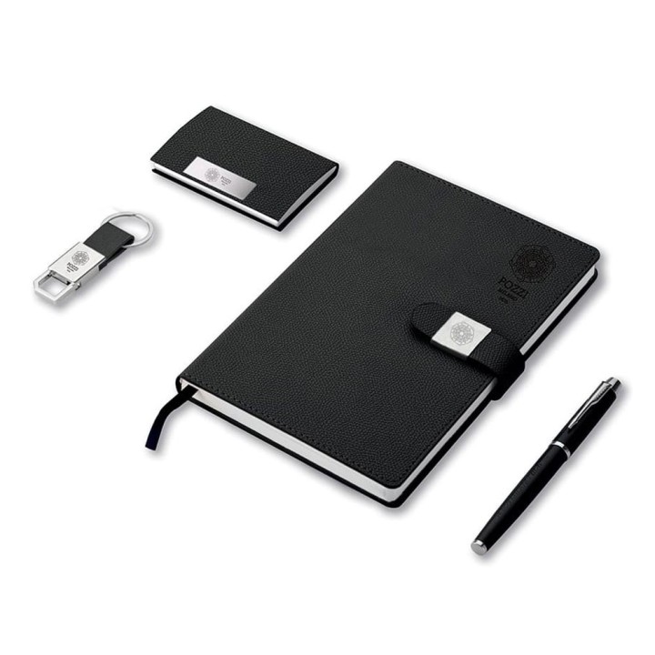 Pozzi Milano Set regalo Note nero con taccuino A5