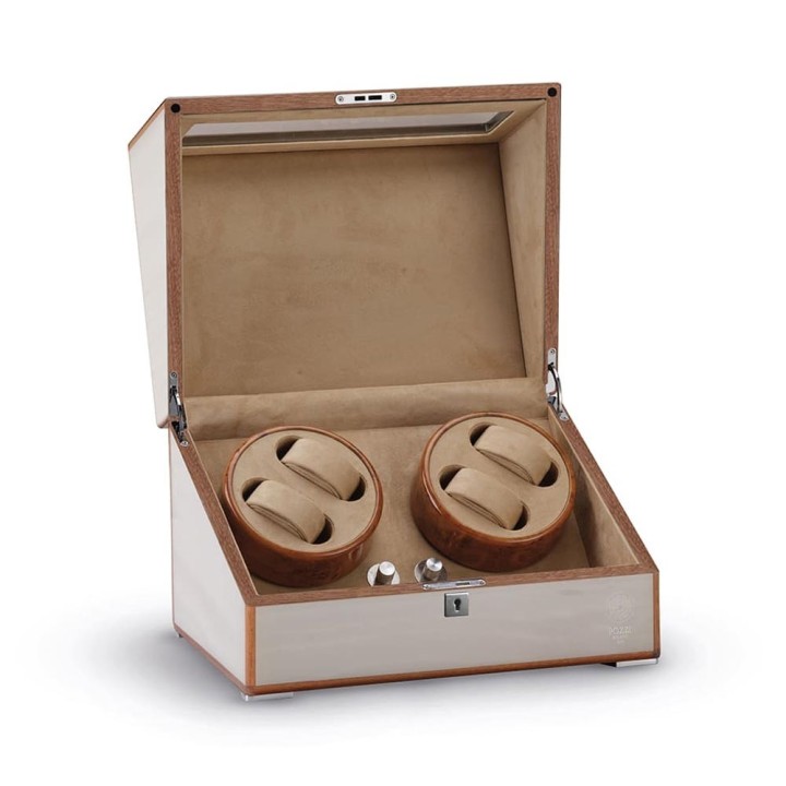 Pozzi Milano Avvolgi orologi per 4 orologi in legno
