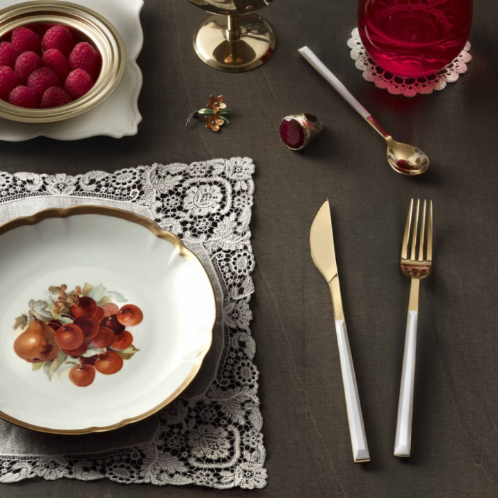 Pintinox Set di 24 posate Sushi Queen gold & white