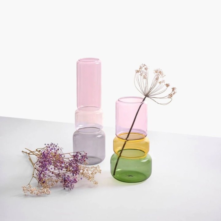 Ichendorf Milano Vaso smoke, trasparente e rosa 35 cm