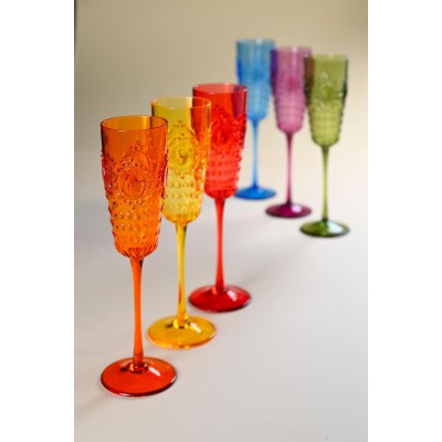 SET 6 FLUTE CHAMPAGNE COLORI ASS.  2