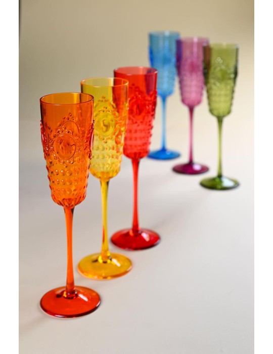 SET 6 FLUTE CHAMPAGNE COLORI ASS.