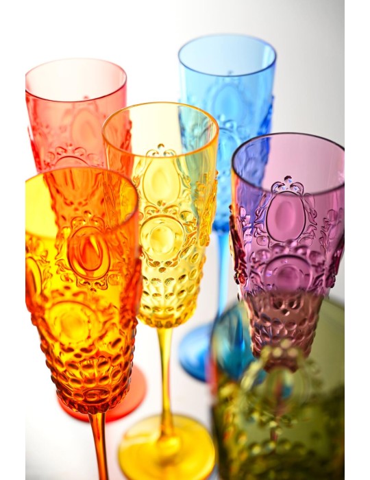SET 6 FLUTE CHAMPAGNE COLORI ASS.