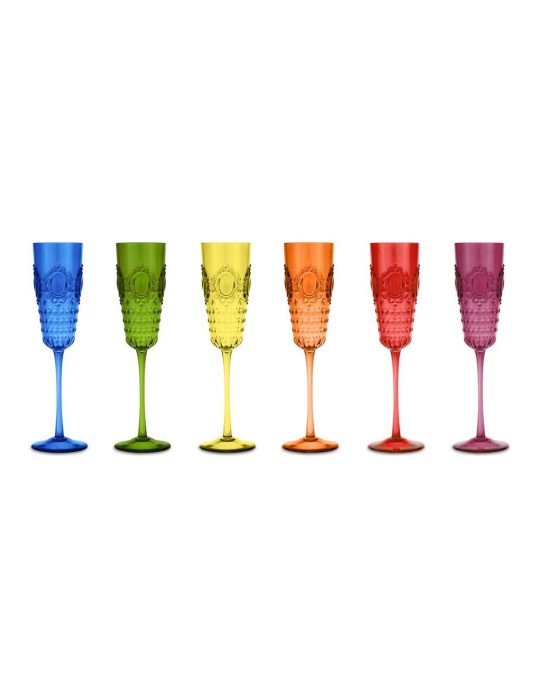 SET 6 FLUTE CHAMPAGNE COLORI ASS.