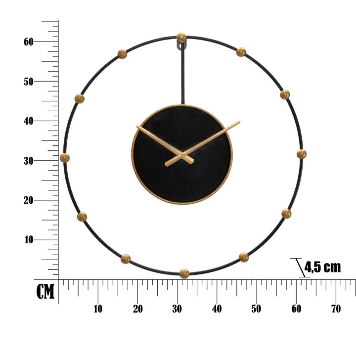 Mauro Ferretti Orologio da muro Pearl nero e oro Ø 61 cm