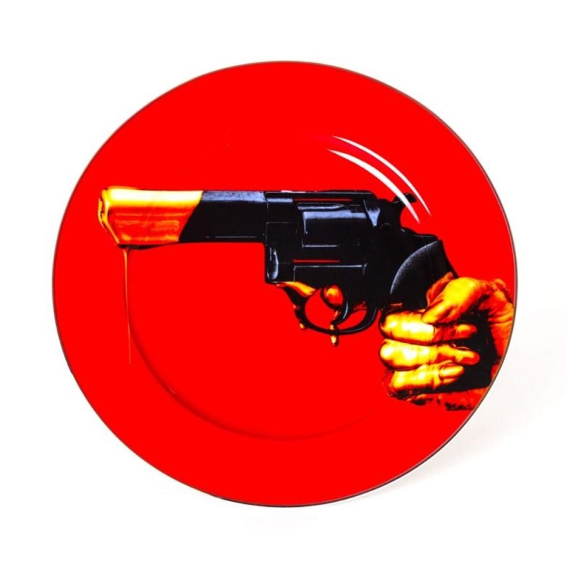 Porcelain Plate Revolver Gold Border | Seletti Toiletpaper