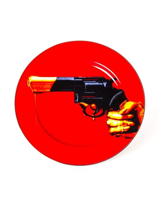 Porcelain Plate Revolver Gold Border | Seletti Toiletpaper