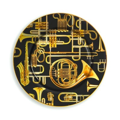 Porcelain Plate Trumpets Gold Border di Seletti – Arte...