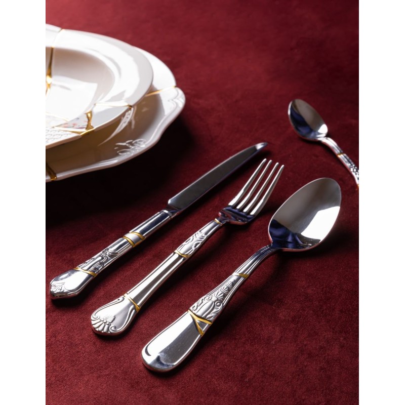 SET DI 4 POSATE IN ACCIAIO E ORO "KINTSUGI CUTLERY