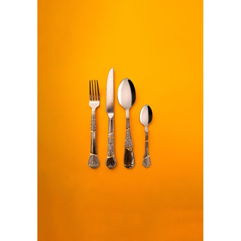 SET DI 4 POSATE IN ACCIAIO E ORO "KINTSUGI CUTLERY