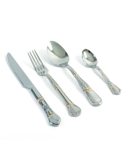SET DI 4 POSATE IN ACCIAIO E ORO "KINTSUGI CUTLERY